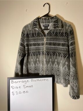 Barrage Authentic Grey Patterned Zip Fleece Jacket